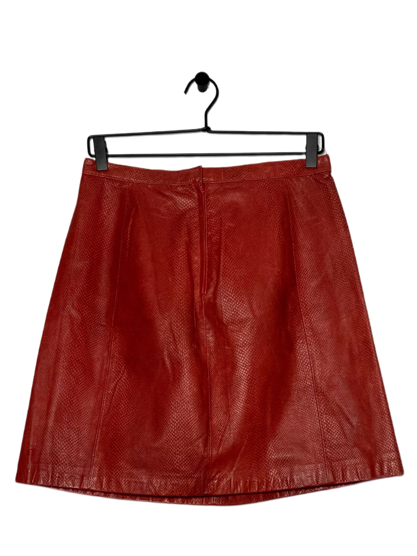 Red Snake Skin Leather Skirt