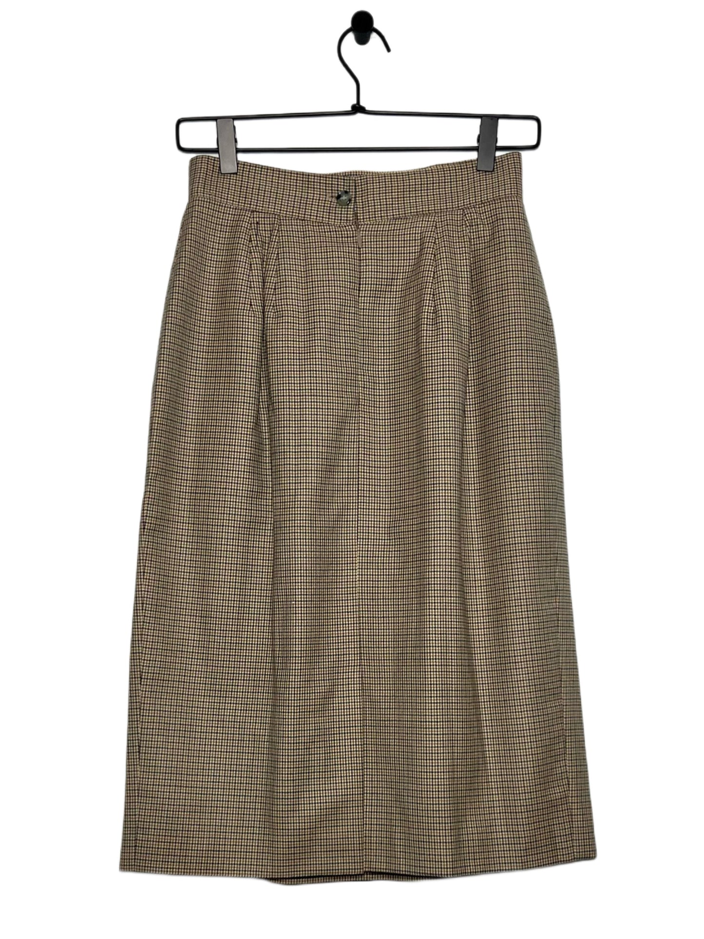 Wool Houndstooth Maxi Skirt