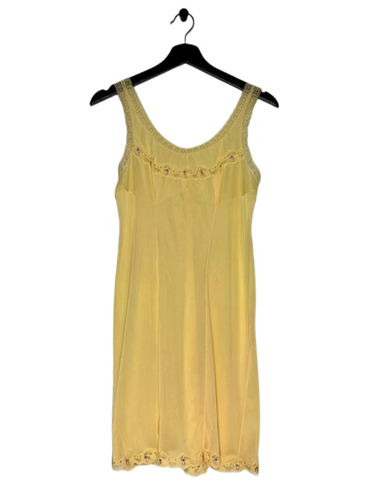 Yellow Slip Dress with Lace Trim