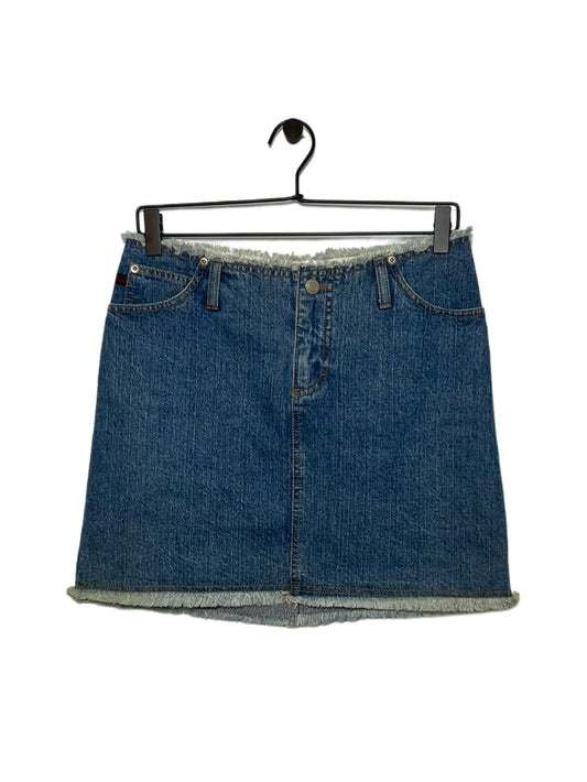 Denim Mini Skirt with Frayed Edges