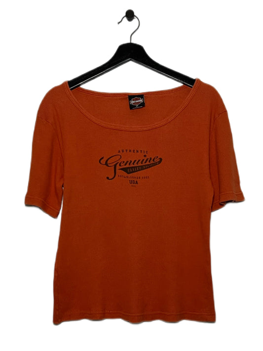 Y2K Harley Davidson Orange Ribbed Tee