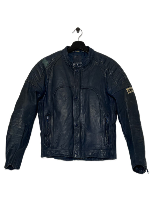 Blue Leather Moto Jacket