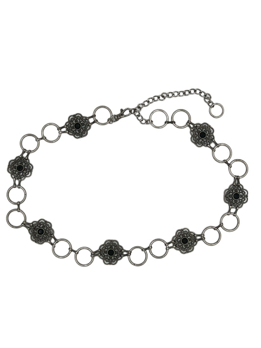 Black And Silver Flower Chain Belt
