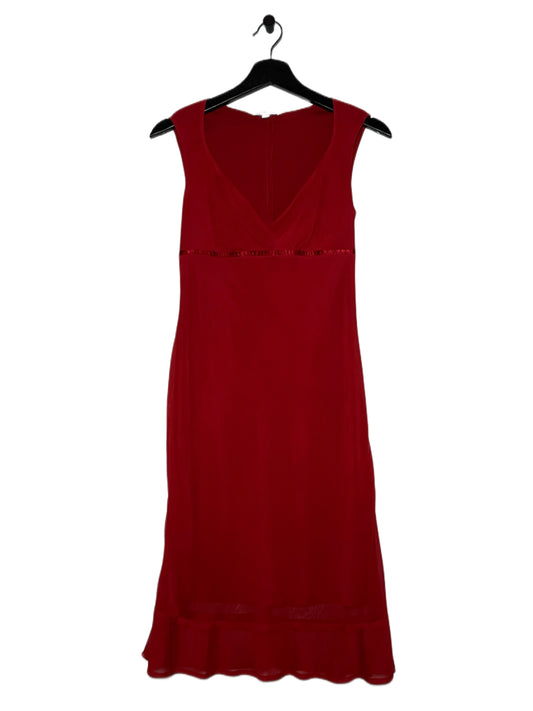 Red V Neck Midi Dress