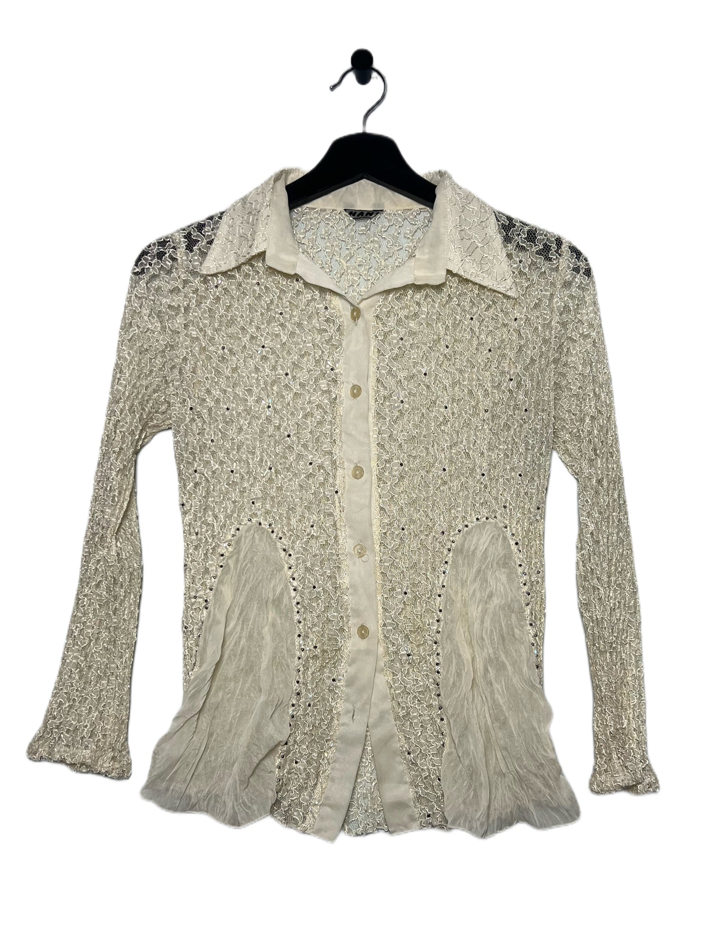 Lace Beaded Button Up Top